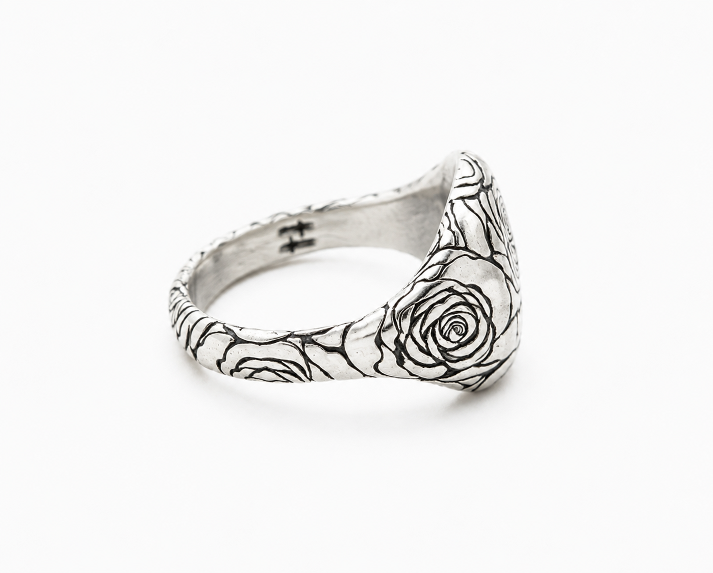 Matti hand-carved sterling silver rose signet ring